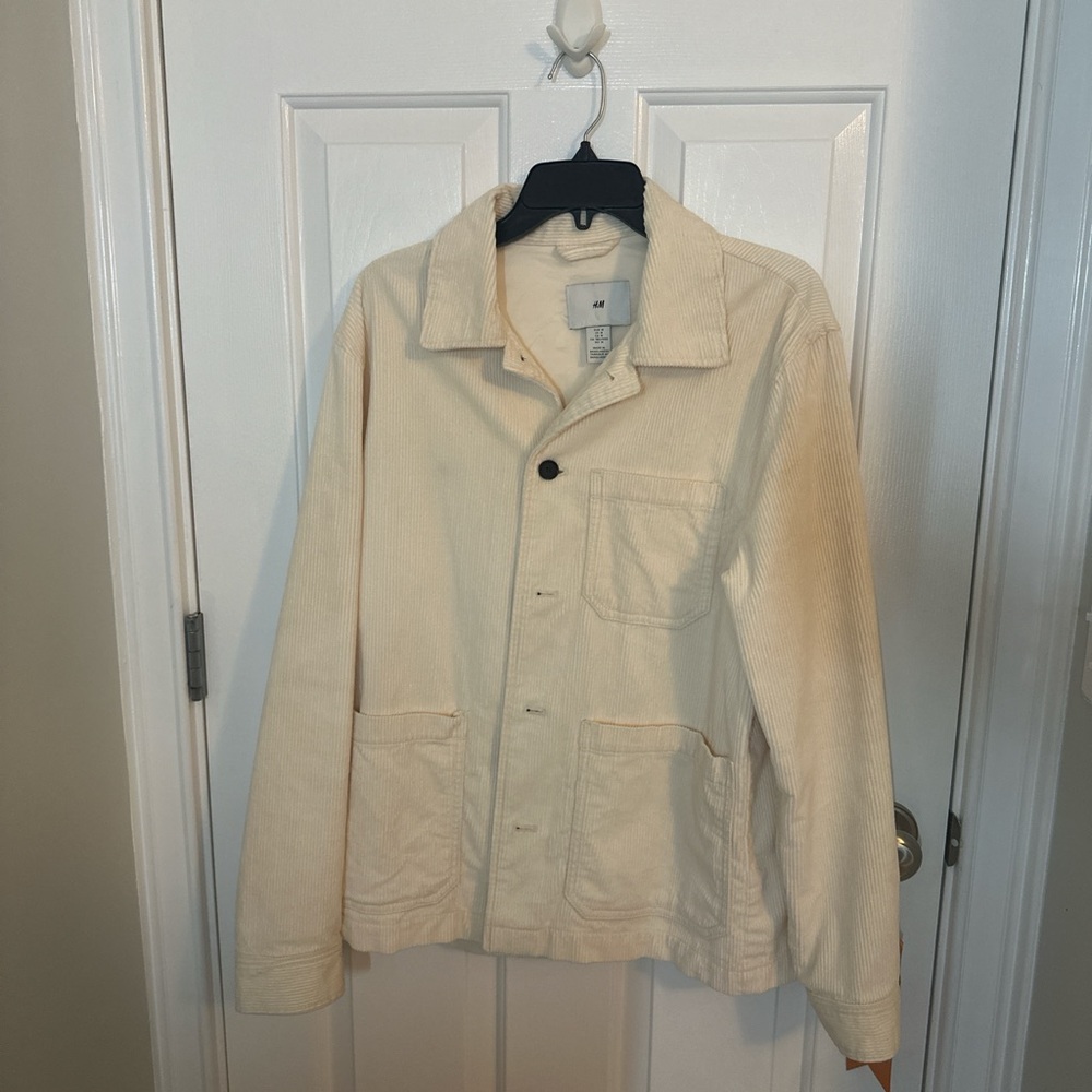 H&M Cream Lightweight Shirt Jacket Classic Collar